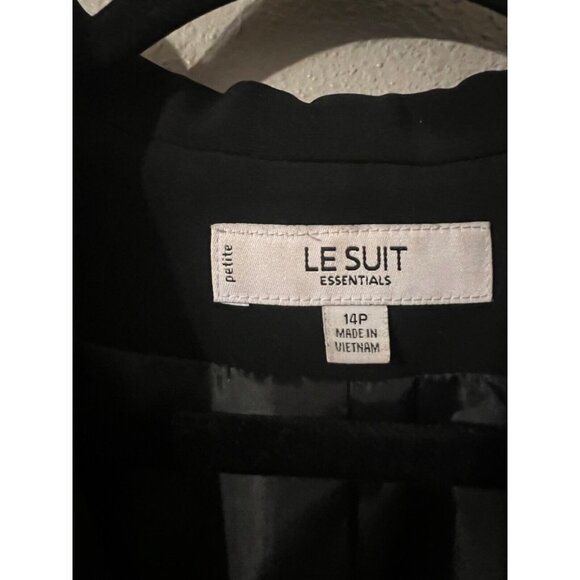 Le Suit Suit Jacket Blazer 14P Black 3 Button Polyester Classic Seamed - Picture 9 of 10